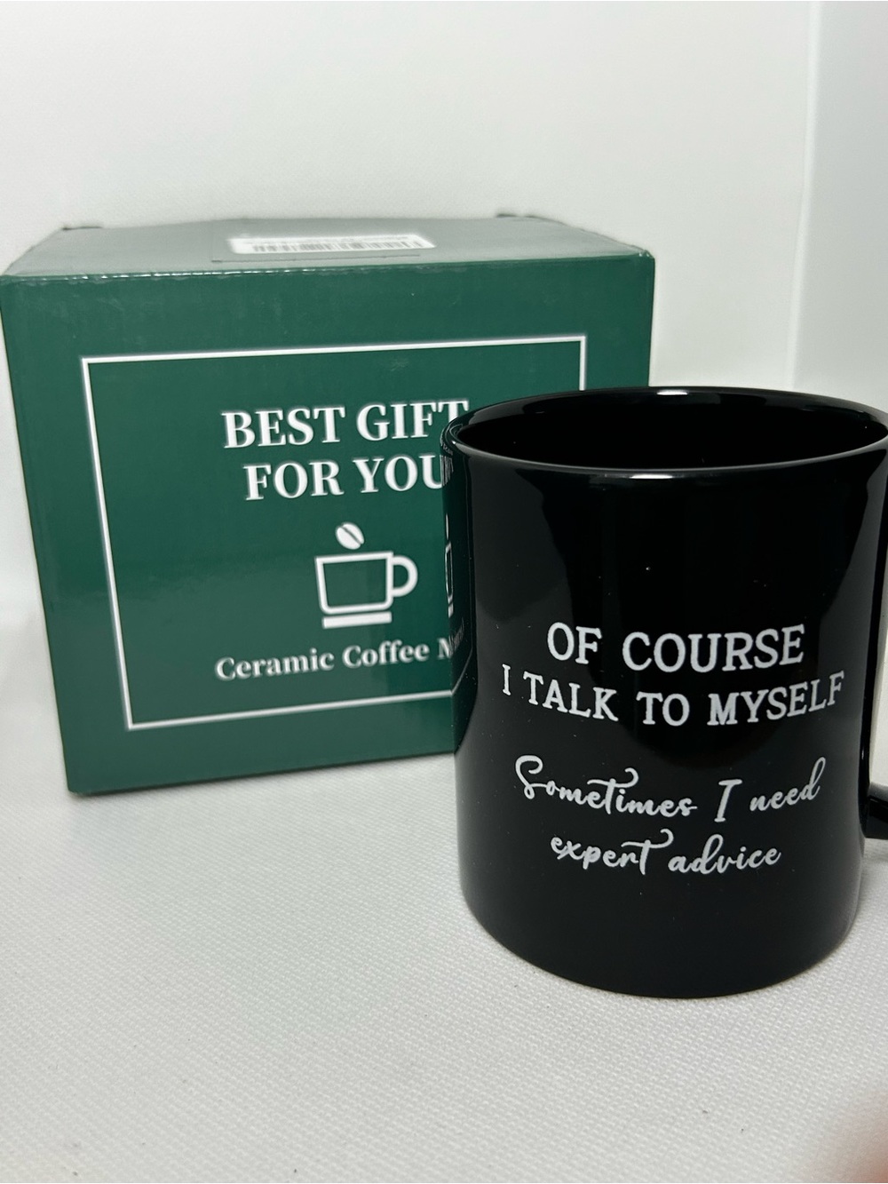 Title: Funny Black Coffee Mug “I Talk to Myself” 11 oz Novelty Gift